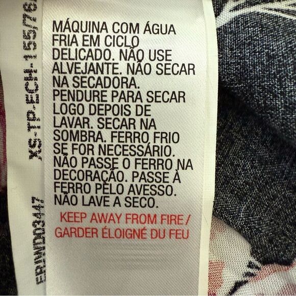 Roxy Black and Pink Floral Sundress with Ruffle Hem and Spaghetti Straps XS - Picture 11 of 12